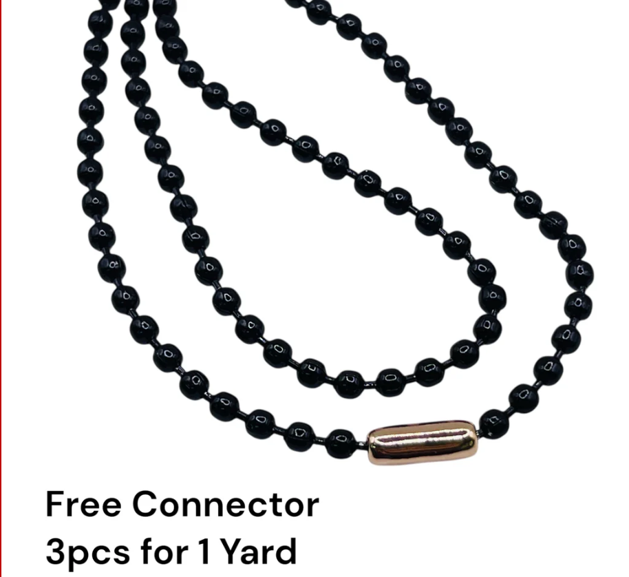 3mm Ball Chain Stainless Steel Chain Black (sold in 1yd package)