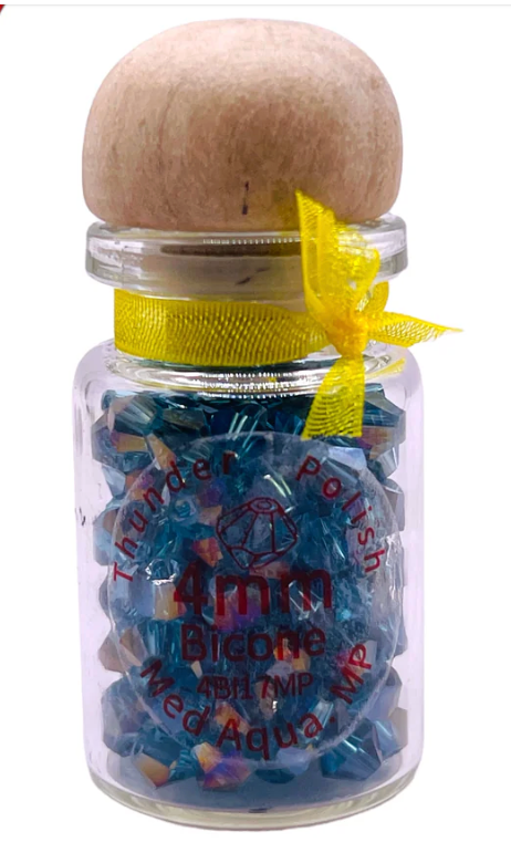 4mm Medium Aqua MP Thunder Polish Bicone (140pk) 4BI17MP