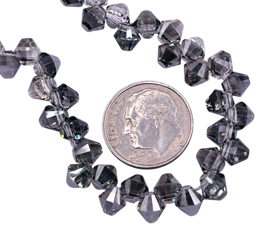 6mm Top Drilled Silver Grey Bicones 45pcs