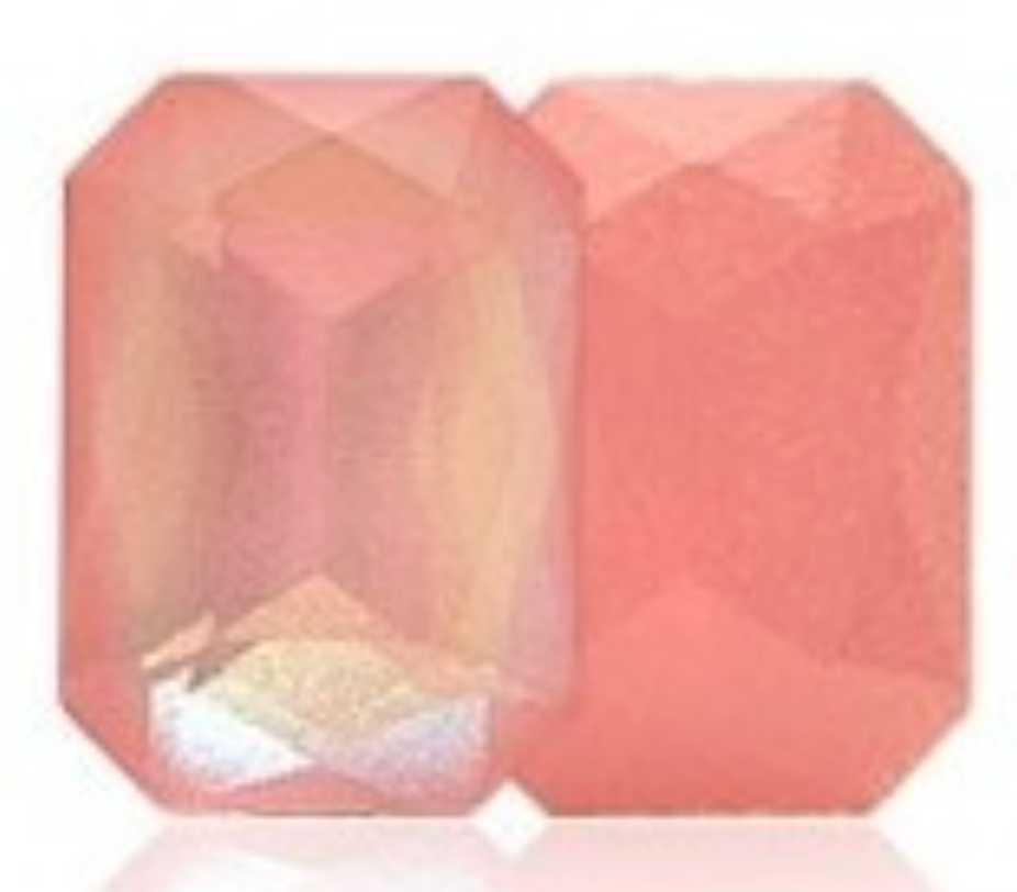 18x13mm Light Peach Aurora Crystal Rectangle