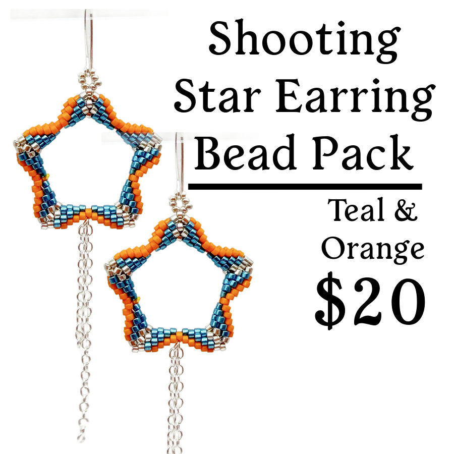 Shooting Star Earring Bead Pack - Orange & Teal