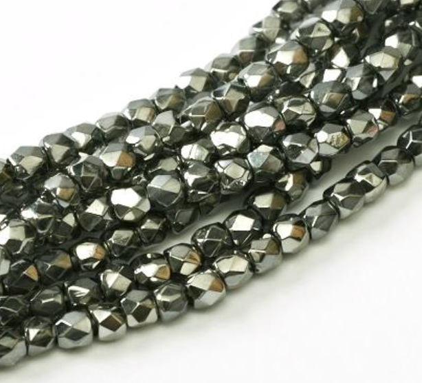 2mm Crystal Full Chrome Fire Polish Beads (50pk)