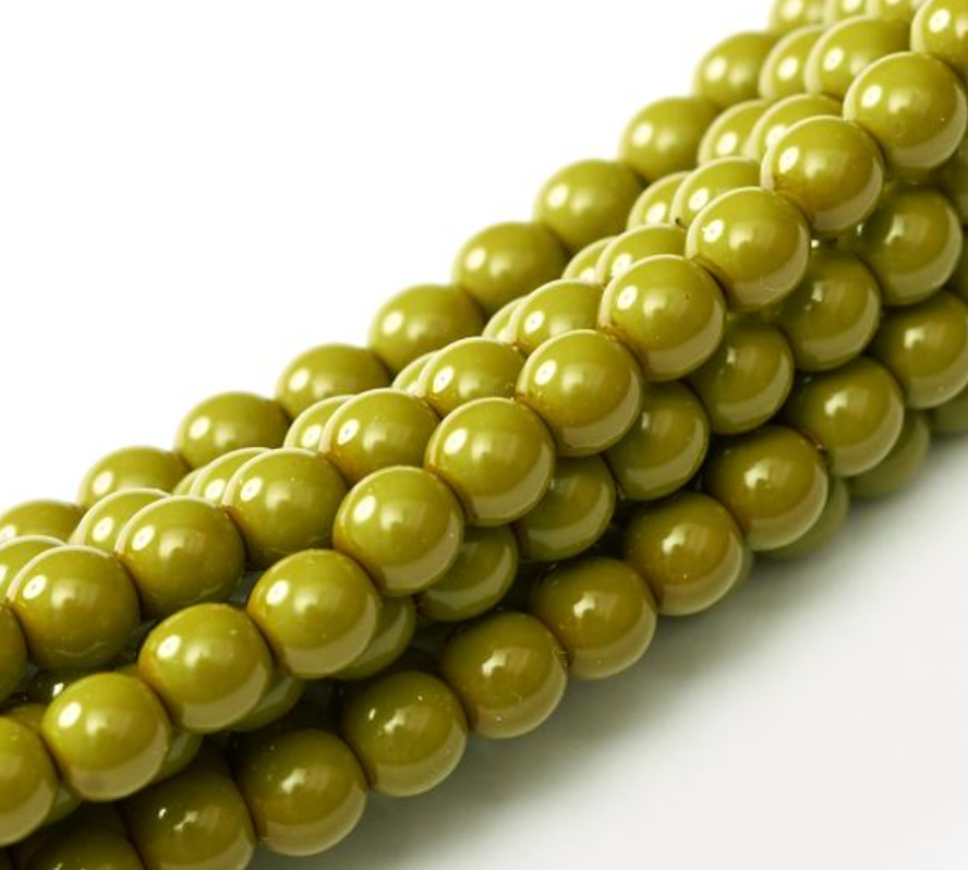 3mm Pea Green Fiesta Pearls (100pk)
