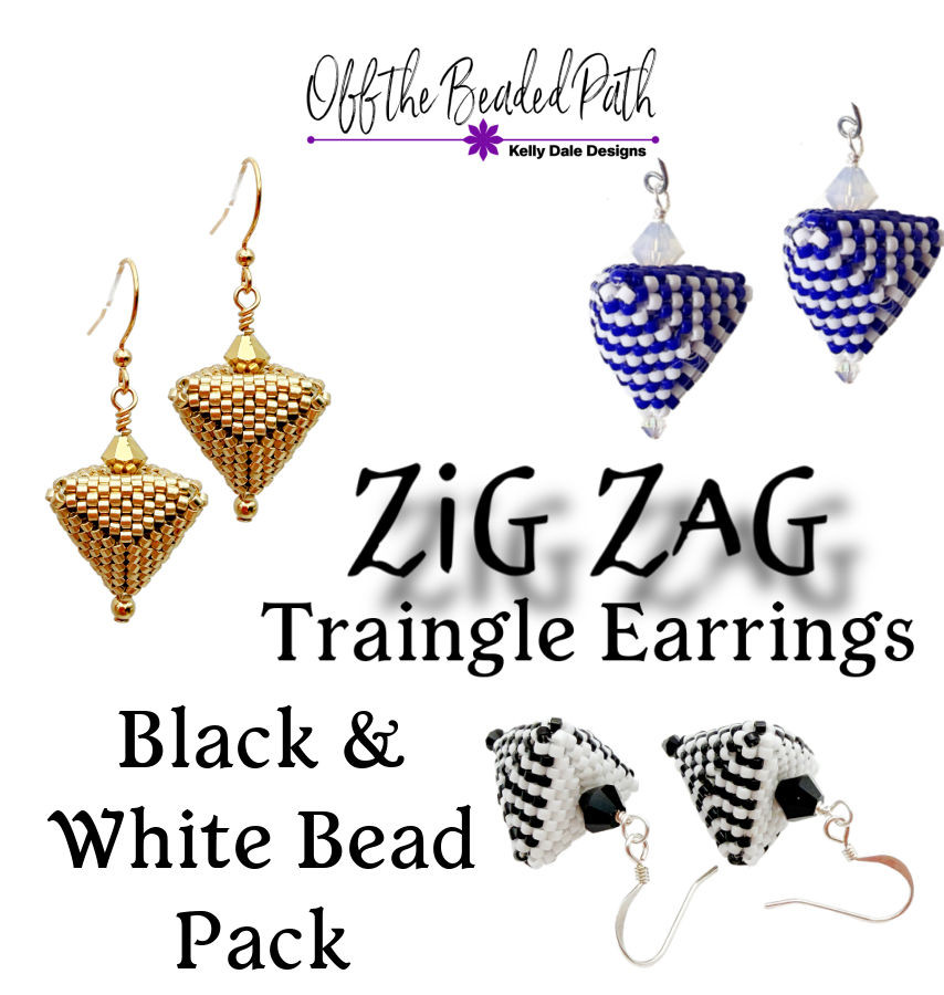 Black & White Zig Zag Earrings Bead Pack