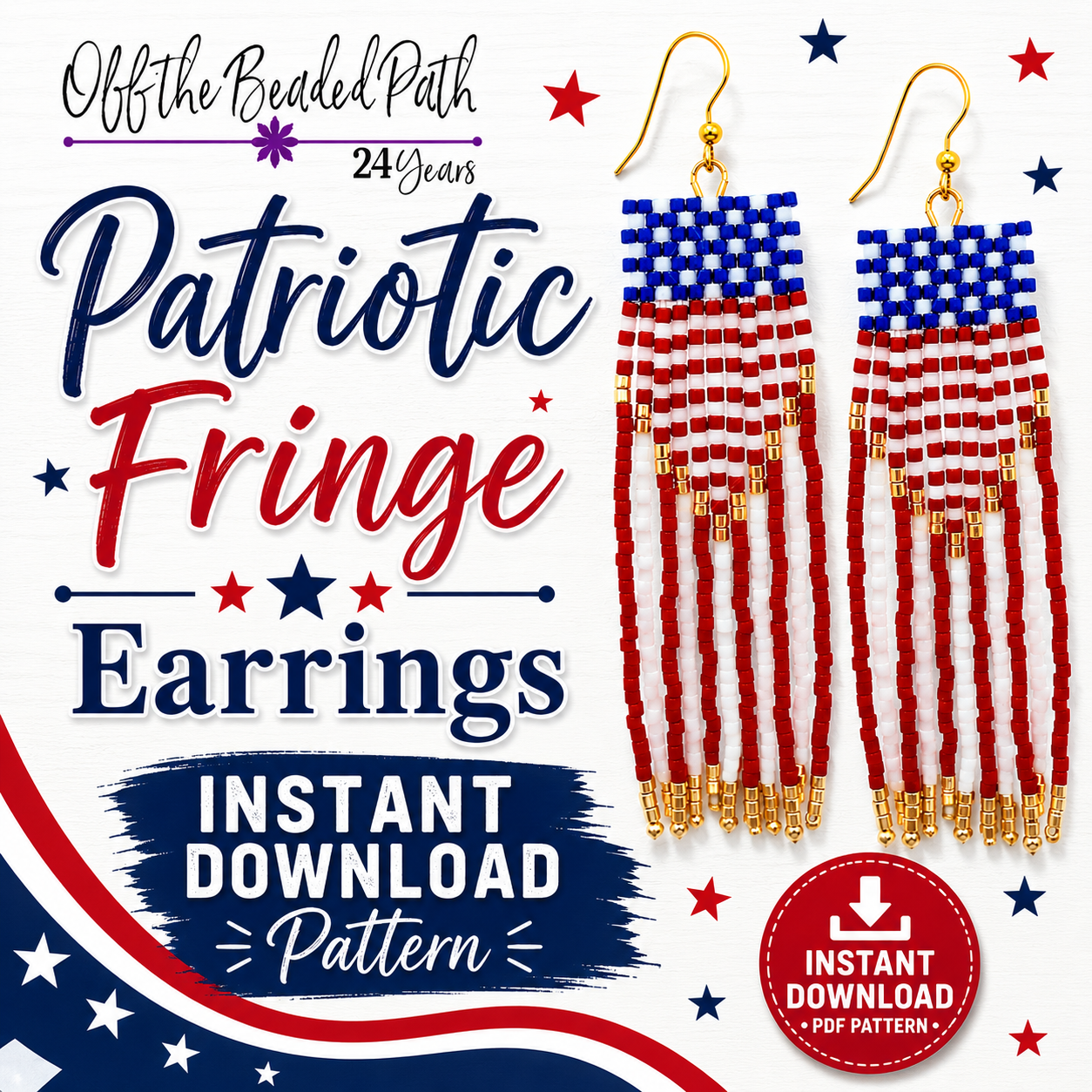 Patriotic Fringe Earrings Instant Download Pattern