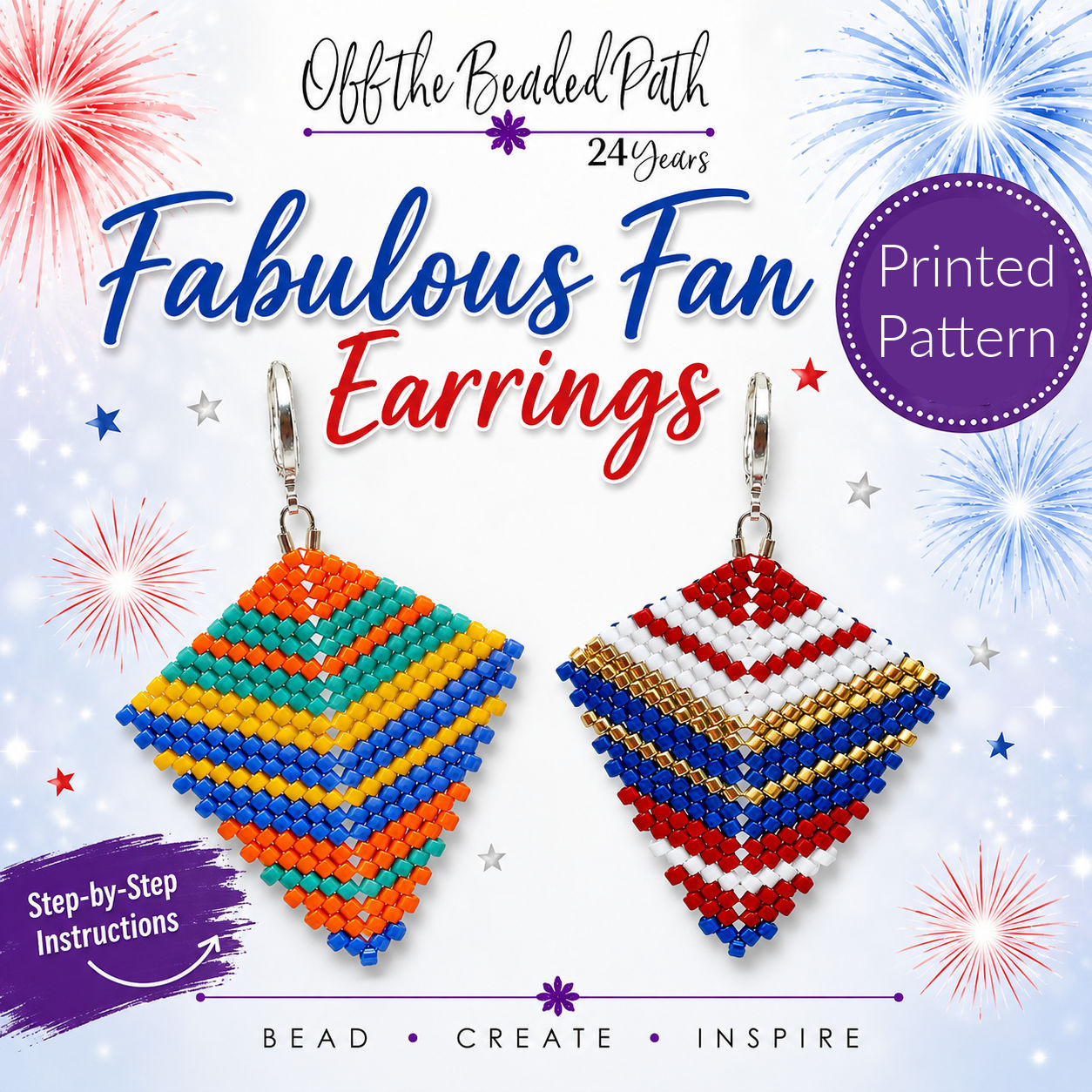 Fabulous Fan Earrings PRINTED Pattern - Printed and mailed to your home address