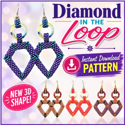 Diamond in the Loop Earring INSTANT DOWNLOAD Pattern