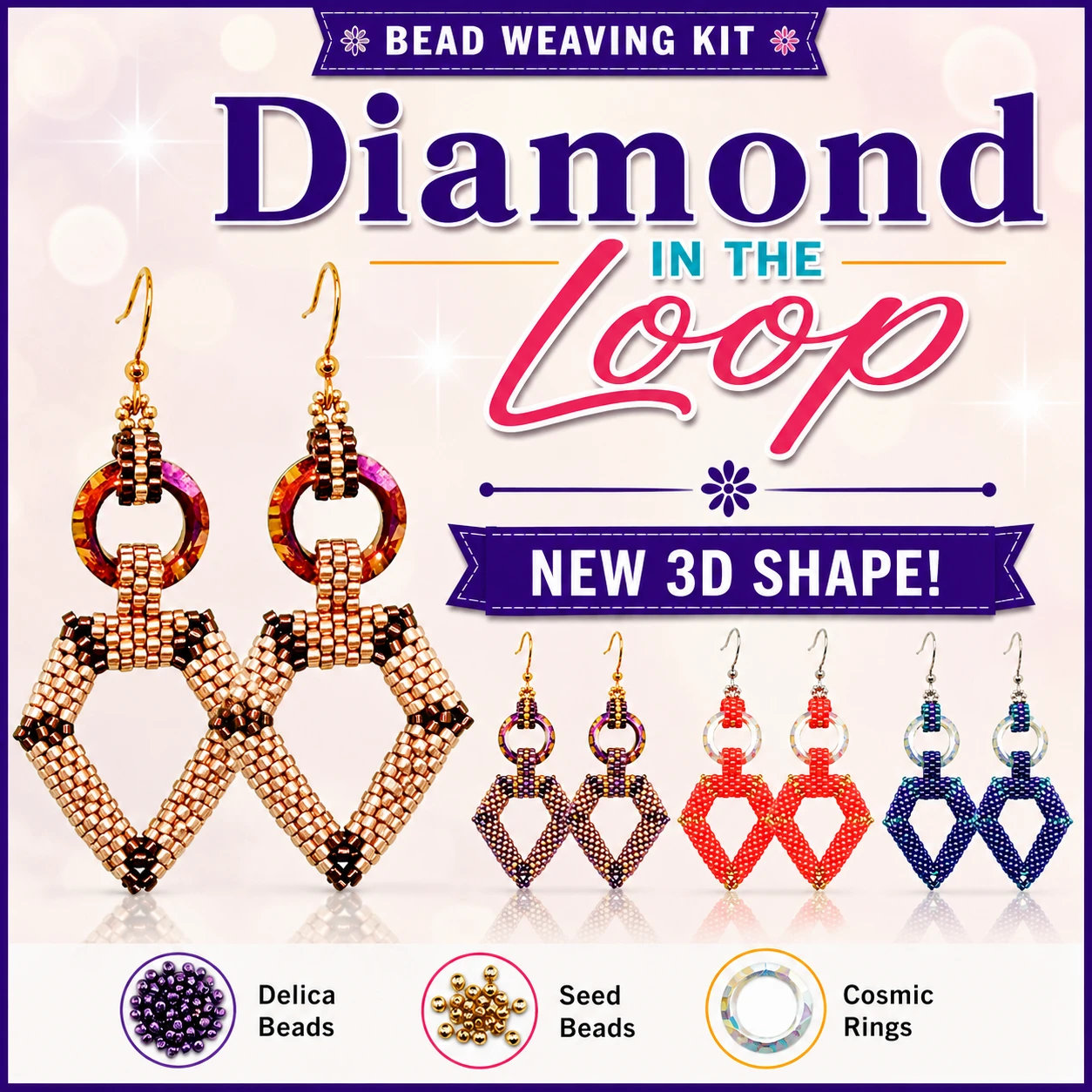 Diamond in the Loop Earring Rose Gold Bead Pack