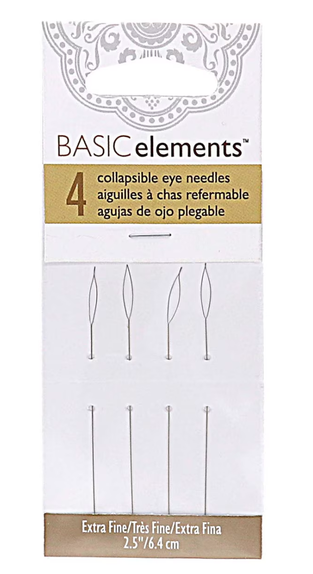 COLLAPSIBLE EYE NEEDLES EXTRA FINE 2.5IN .24MM-4/CD