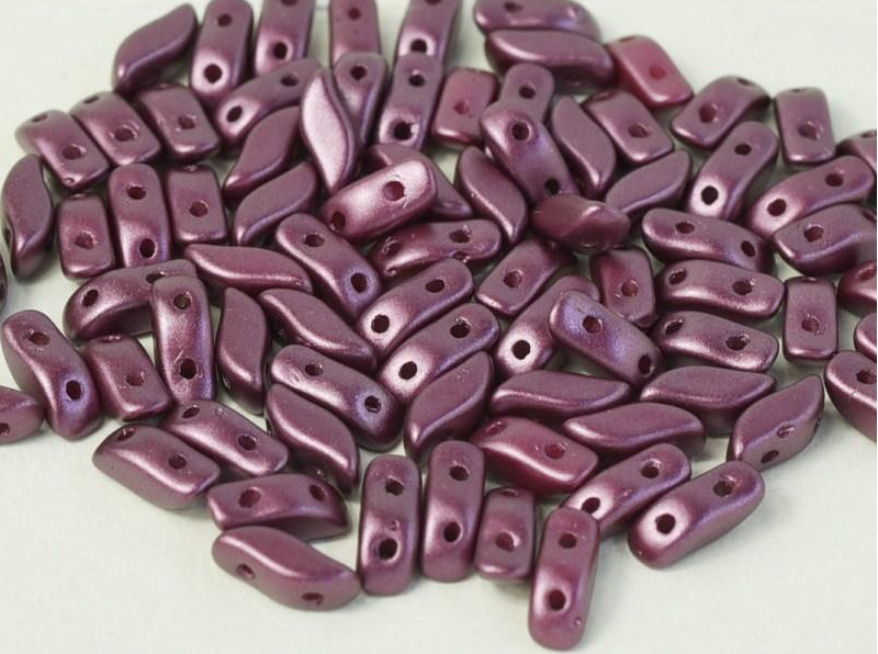 3x7mm Pastel Burgundy Storm Duo Beads (50 Beads)