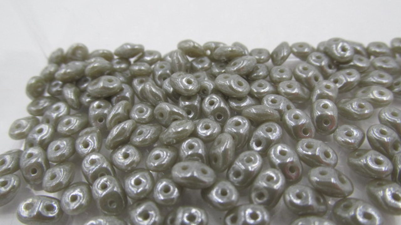 Opaque Grey White  Luster Super Duo Beads DU0543020-14400