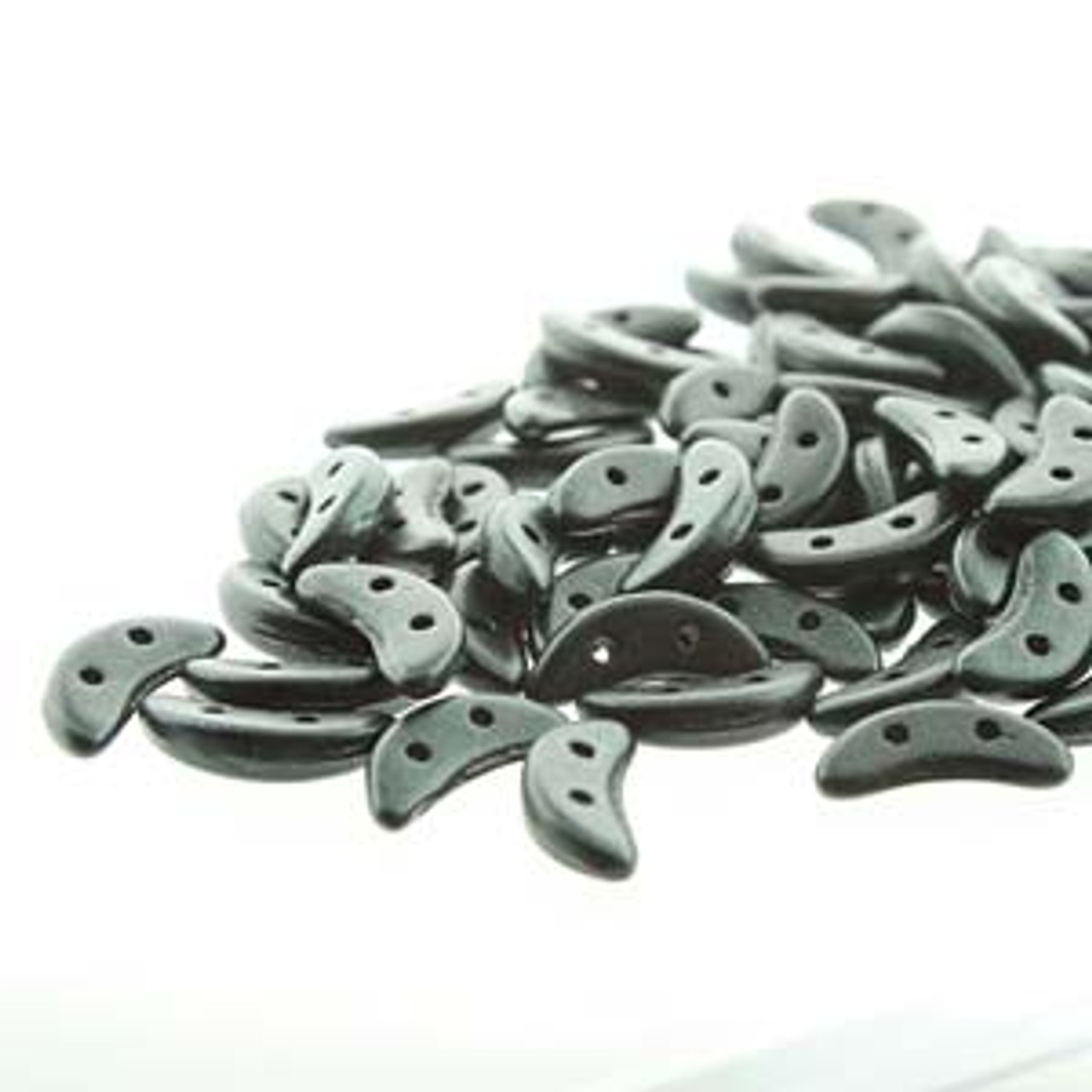 3x10mm Metallic Suede Dark Forest Crescent Beads