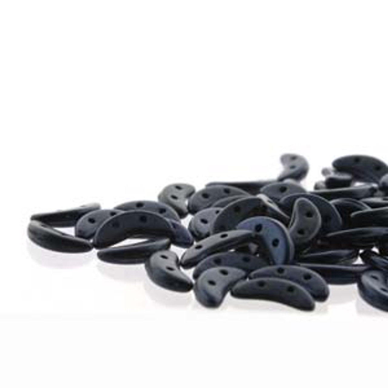 3x10mm Metallic Suede Dark Blue Crescent Beads (8 Grams)