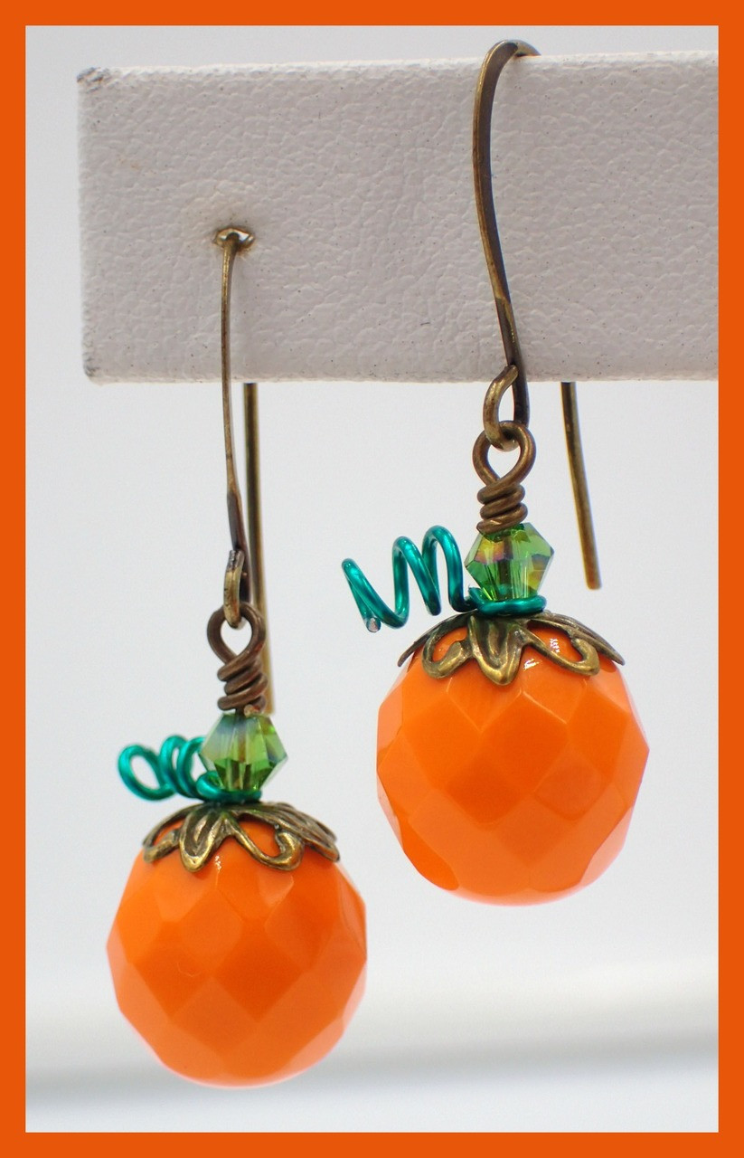 Opaque Orange Pumpkin Earring Kit (Makes 1 Pair)