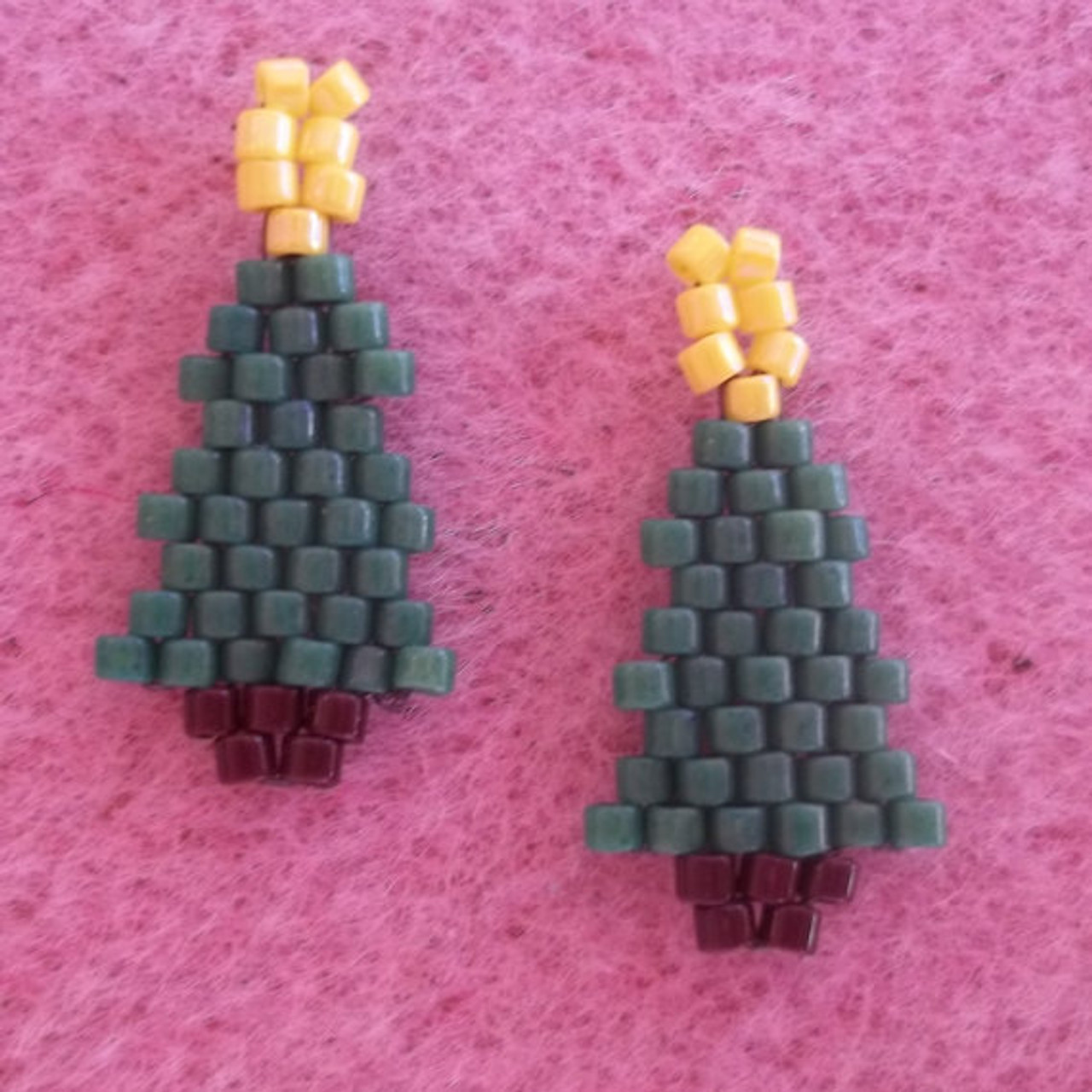 Small Christmas Tree Brick Stitch Earrings INSTANT DOWNLOAD Tutorial