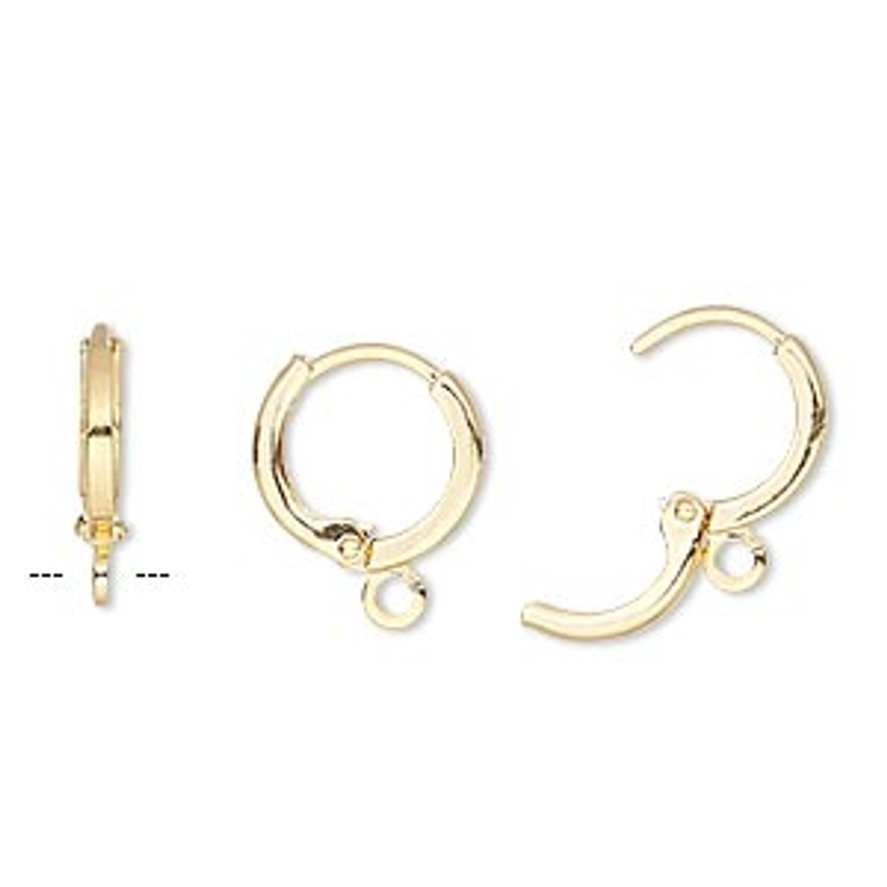 14mm Circle Lever Back Gold Plated Ear Hooks (5 Pair)