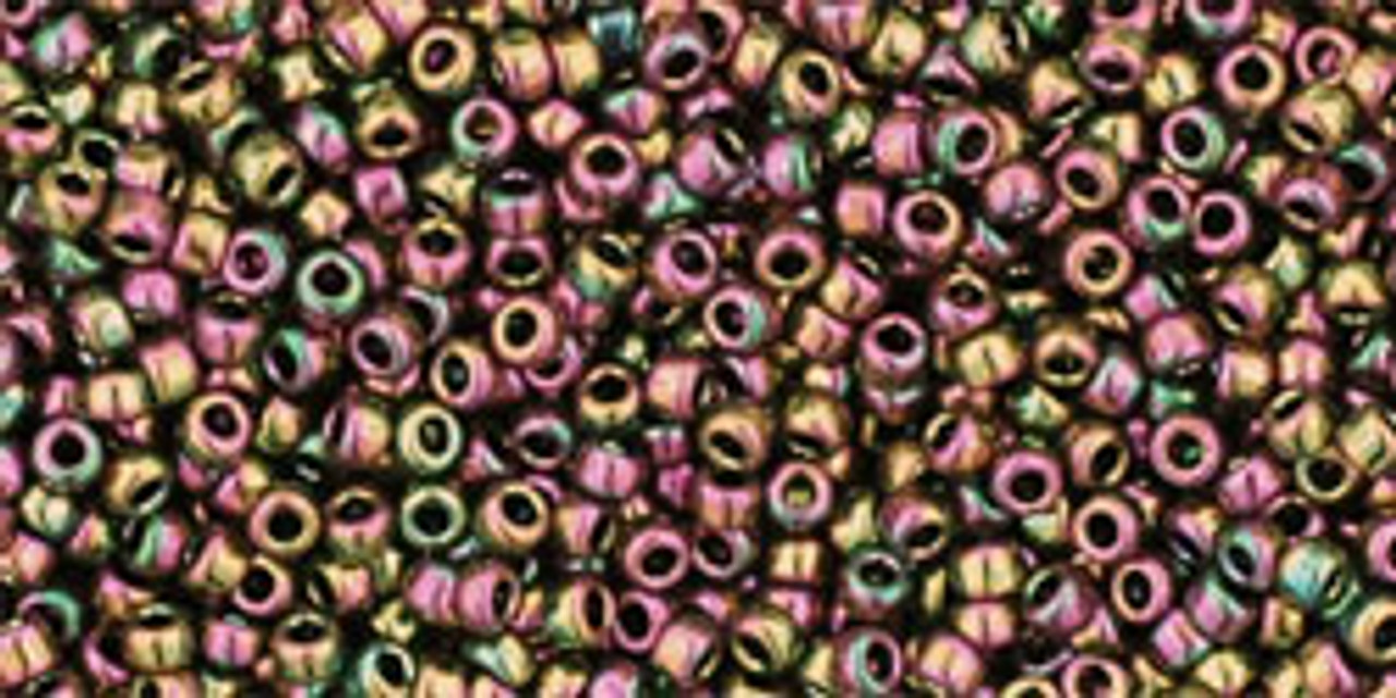 15/0 Higher Metallic Iris Purple/Green Toho Seed Beads (8 Grams) 15-509