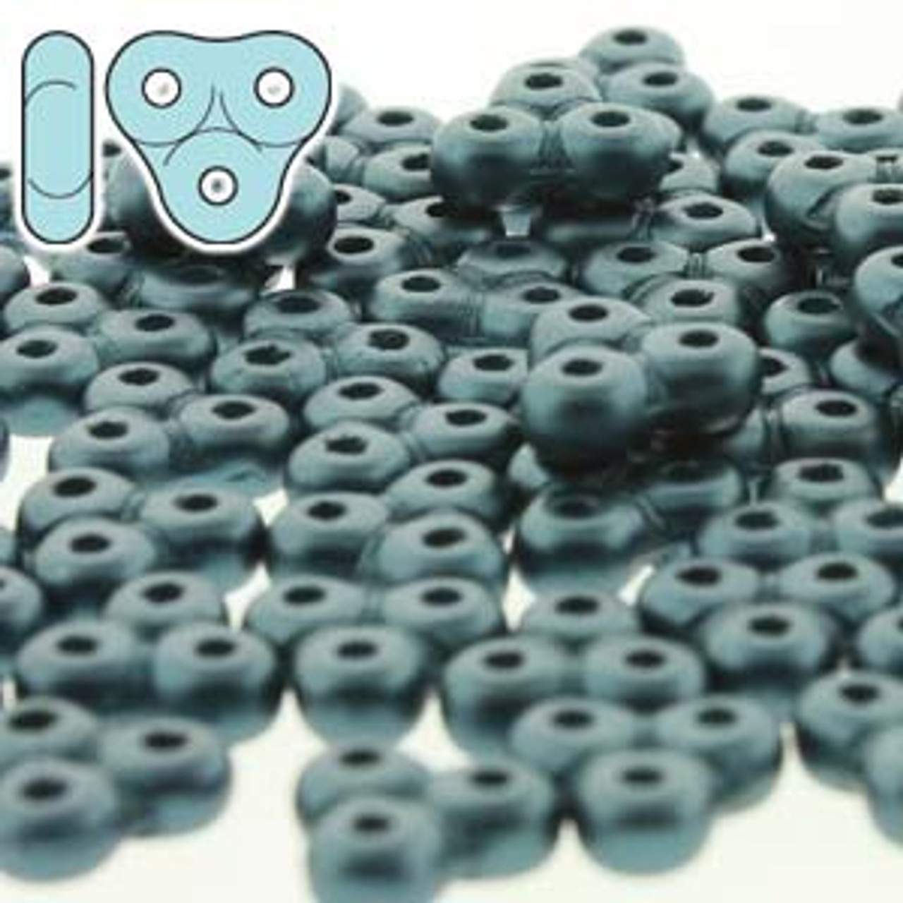 8 Grams 3x6mm Pastel Petrol Trinity Beads