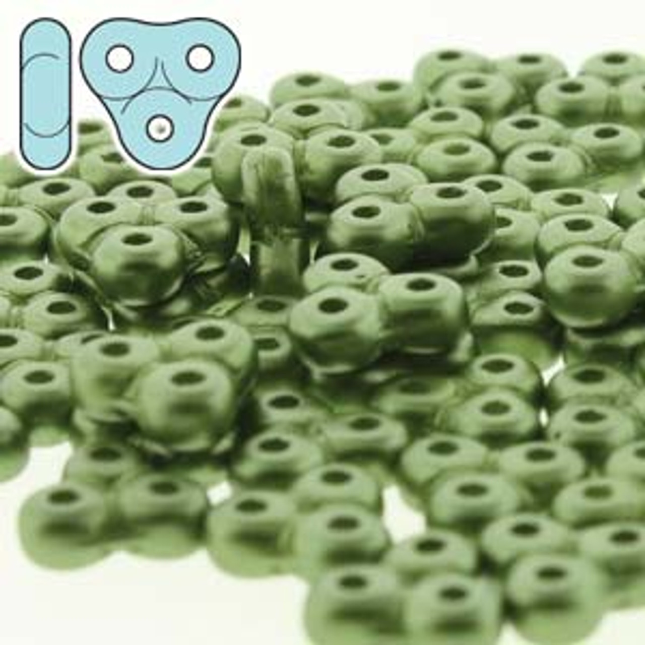 8 Grams 3x6mm Pastel Olivine Trinity beads