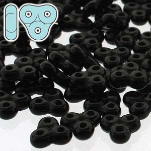 8 Grams 3x6mm Jet Trinity Beads