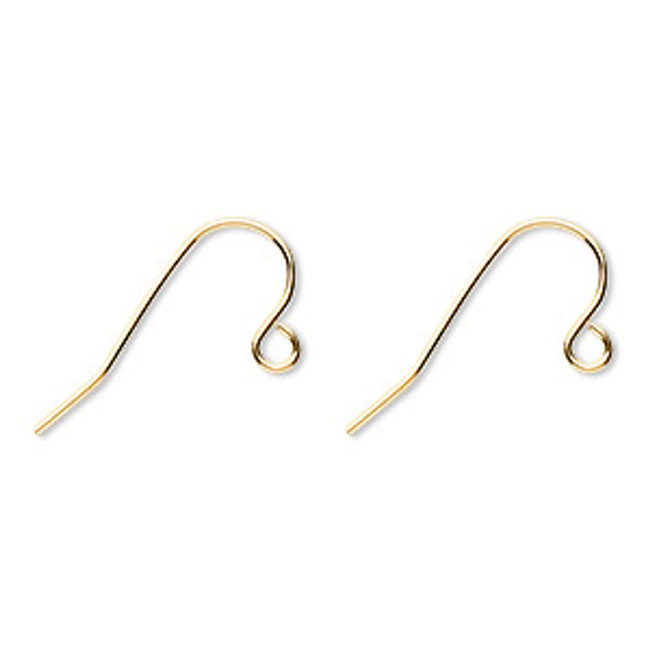11mm Fish Hook with Open Loop 21ga (50 Pair) Gold Plated Steel
