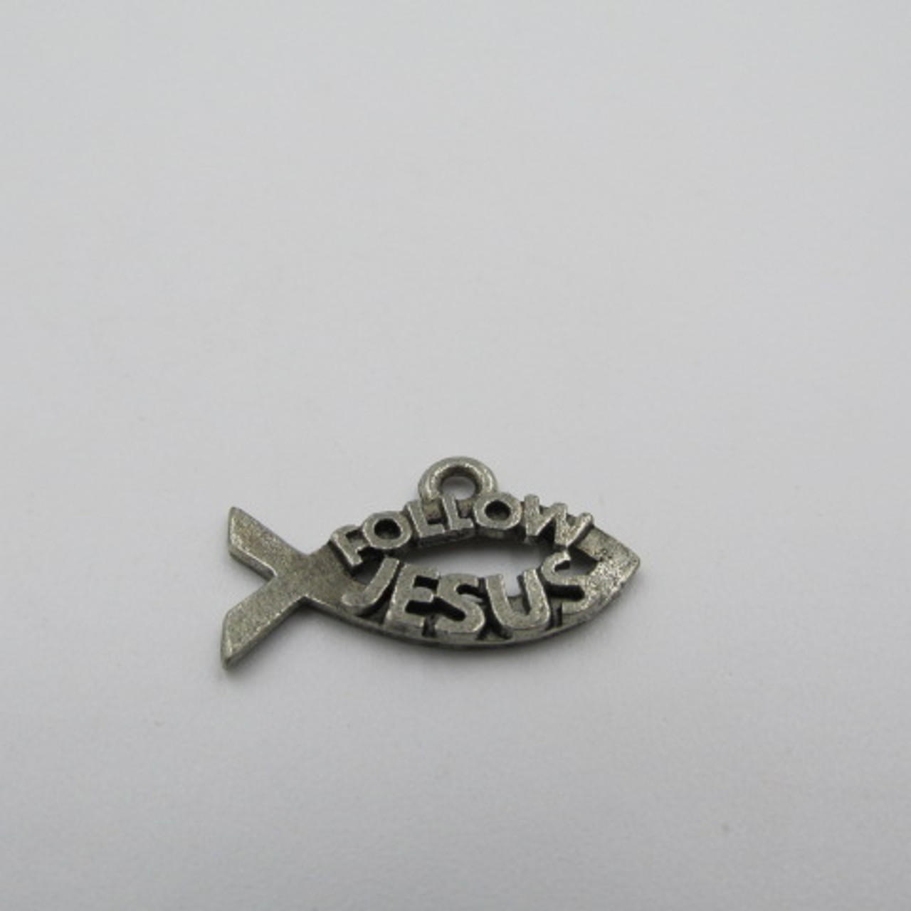 Follow Jesus Fish Pewter Charm