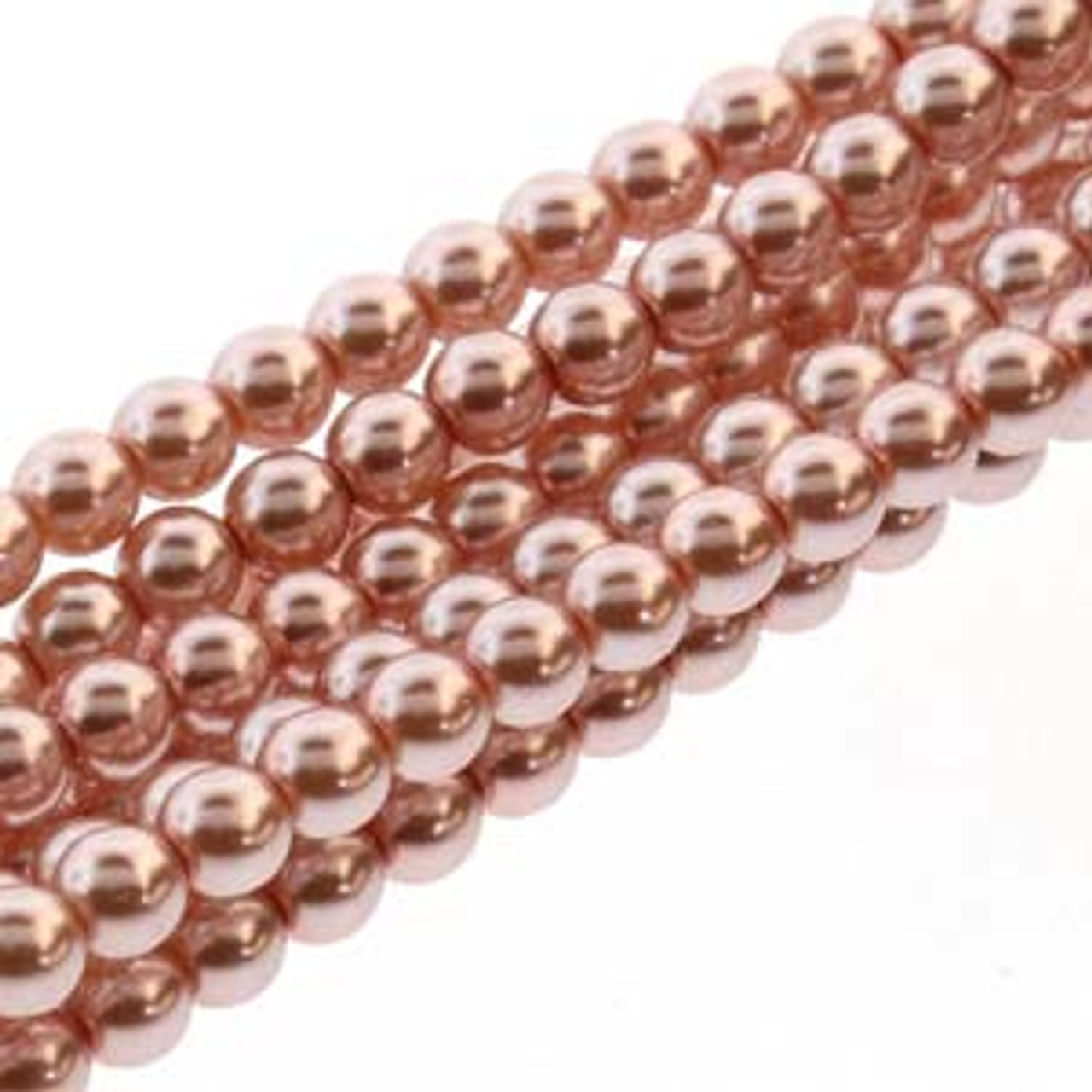 4mm Rose Cream Glass Round Pearls - 120 Beads