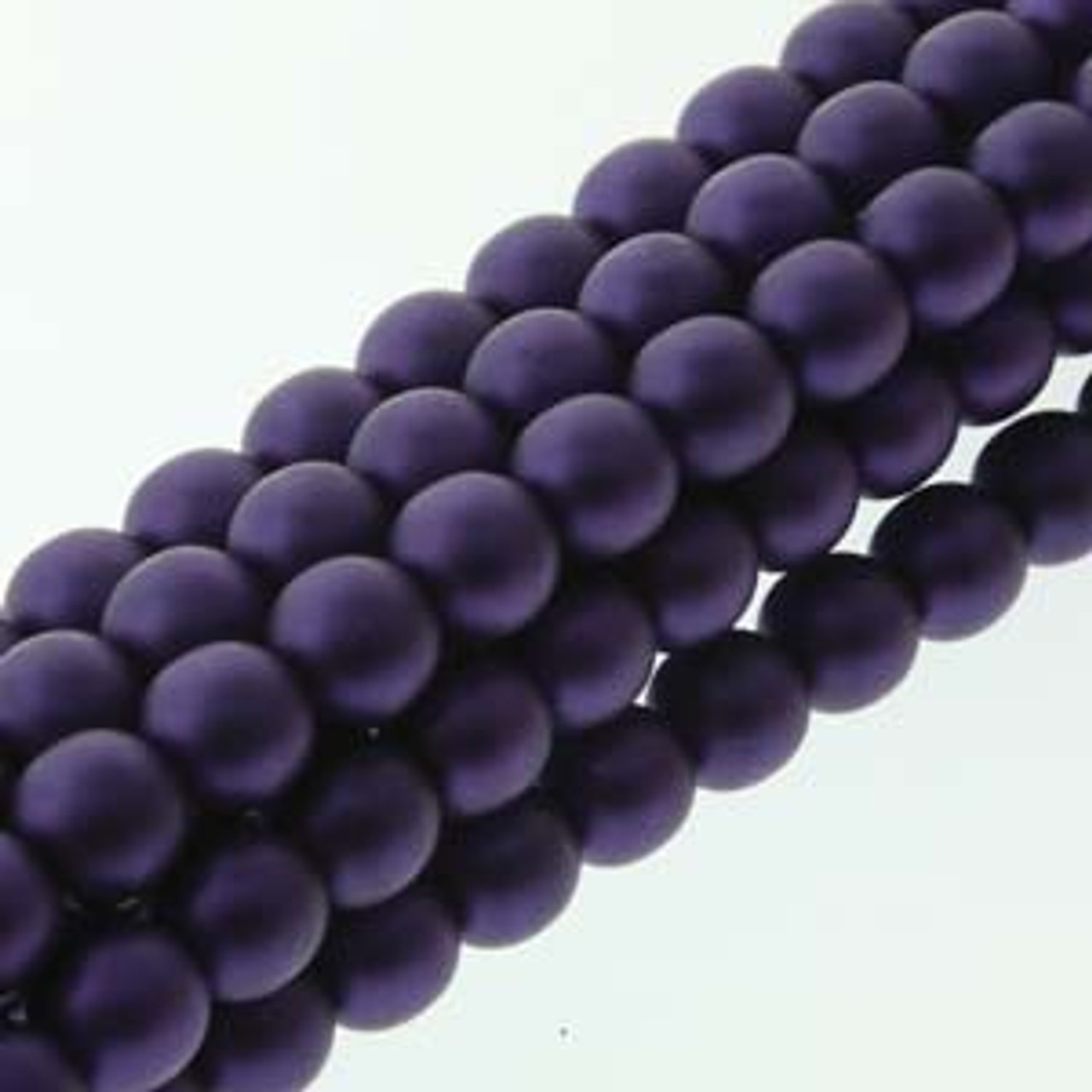 4mm Matte Purple Glass Round Pearls - 120 Beads