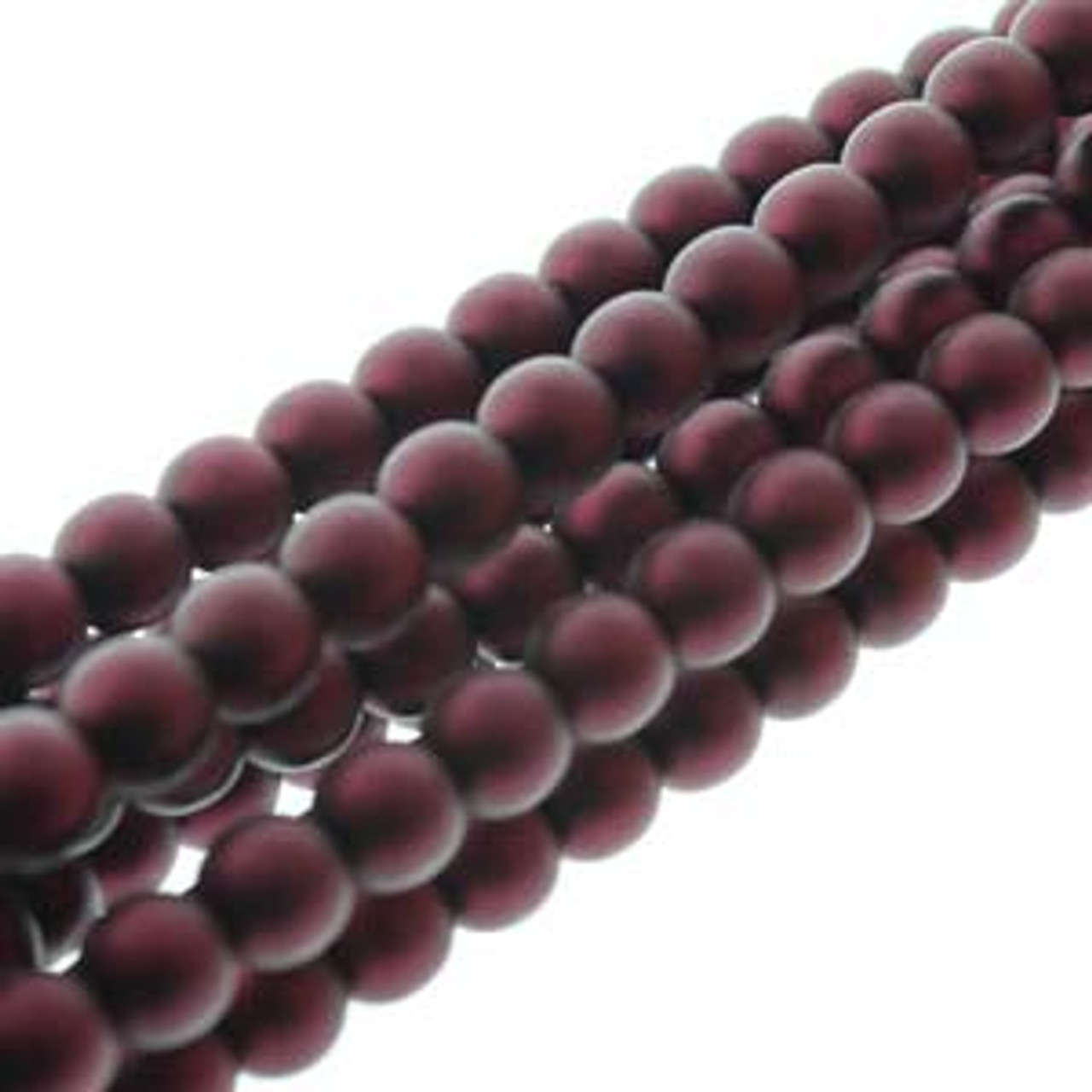 4mm Matte Burgundy Glass Round Pearls - 120 Beads