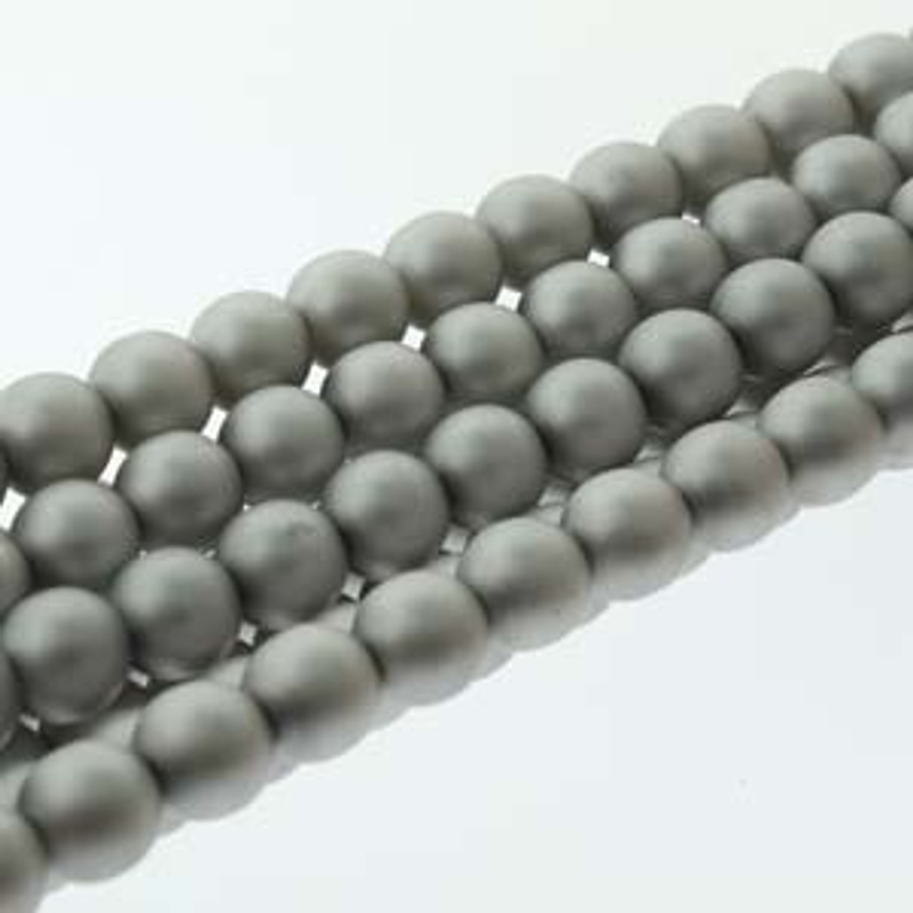 6mm Matte Silver Glass Pearls - 75 Beads