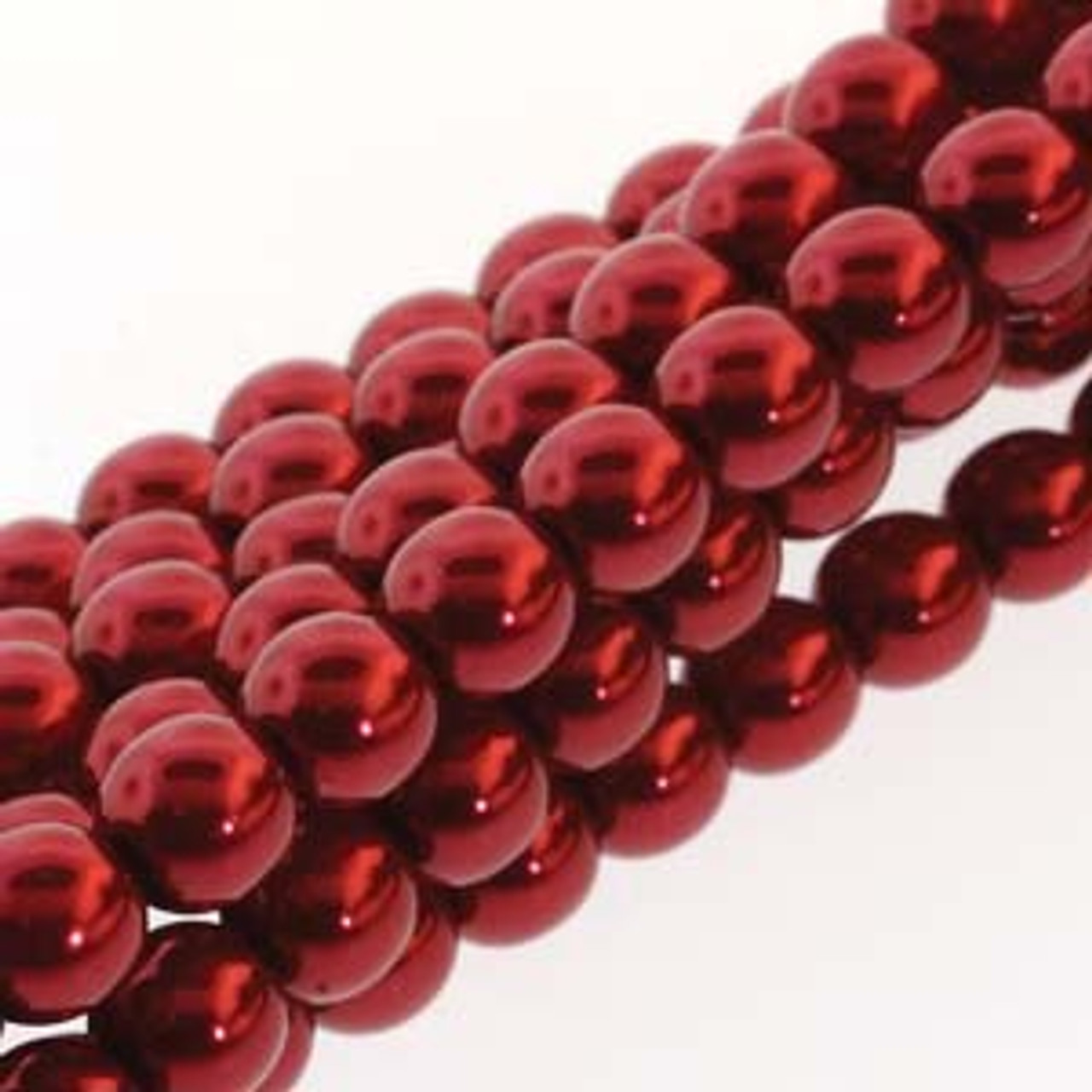 8mm Christmas Red Pearls - 75 Beads