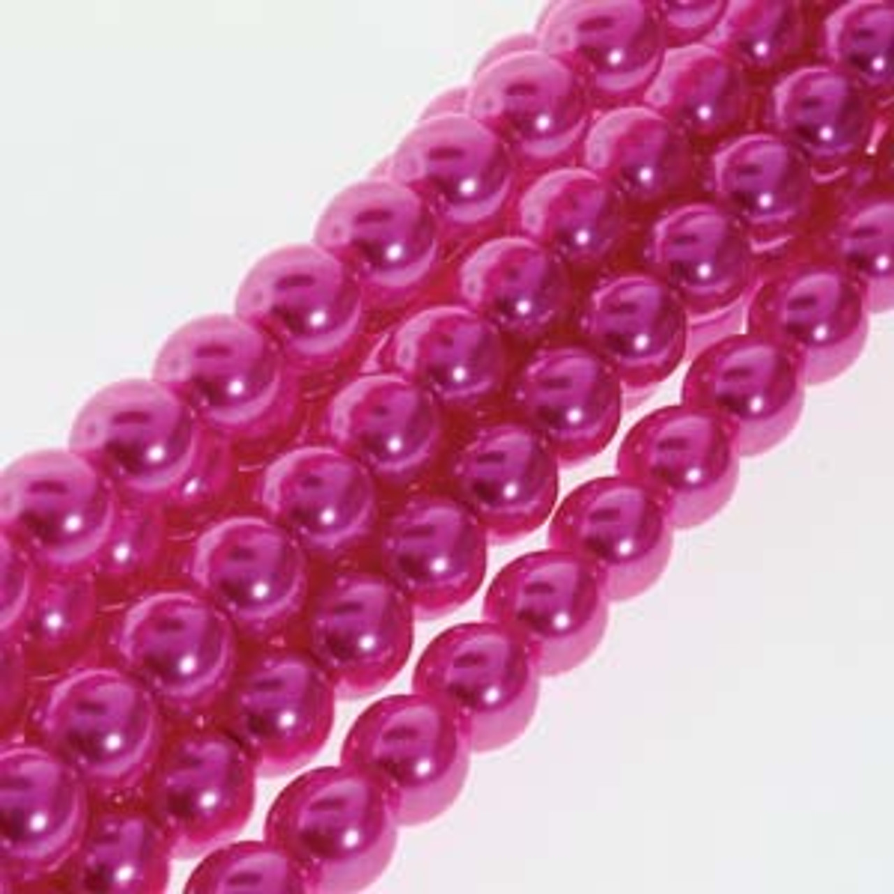 8mm Hot Pink Pearls - 75 Beads
