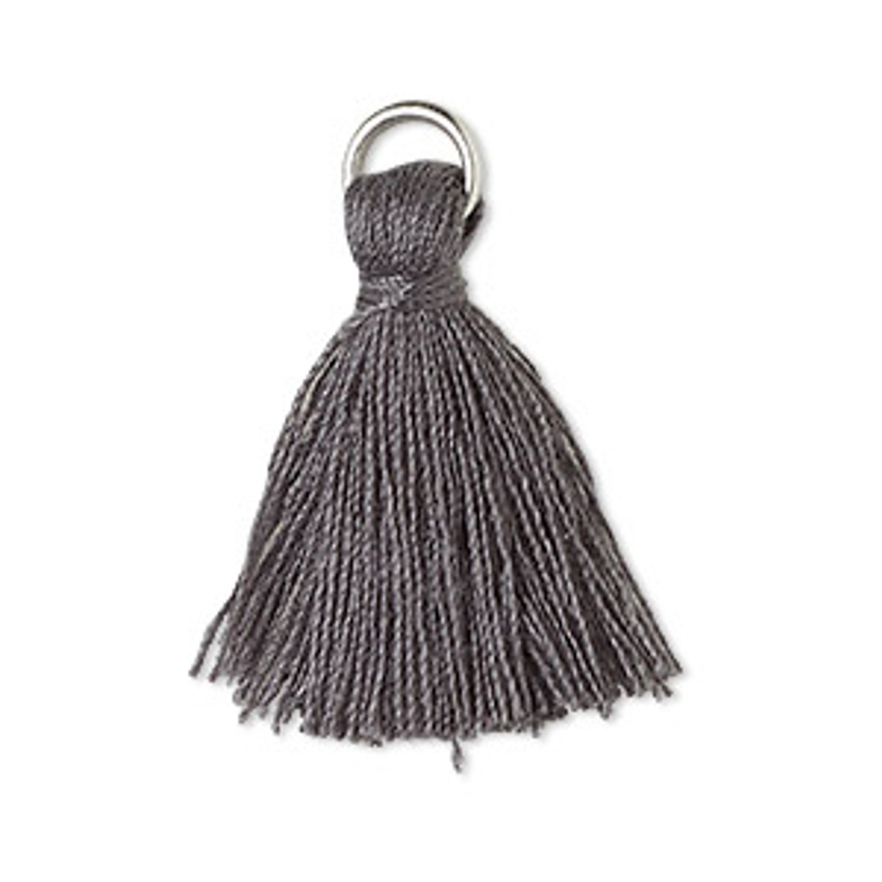 2pk 20-24mm Dark Grey Mini Tassel with 6mm Ring