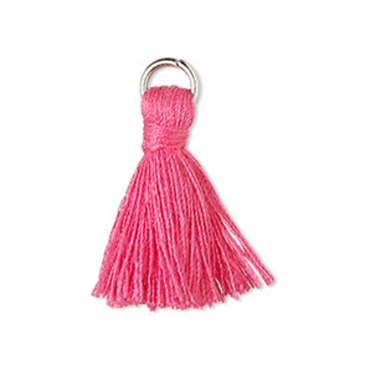 2pk 20-24mm Fuchsia Mini Tassel with 6mm Ring