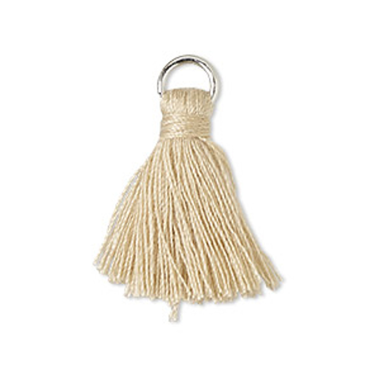 2pk 20-24mm Beige Mini Tassel with 6mm Ring