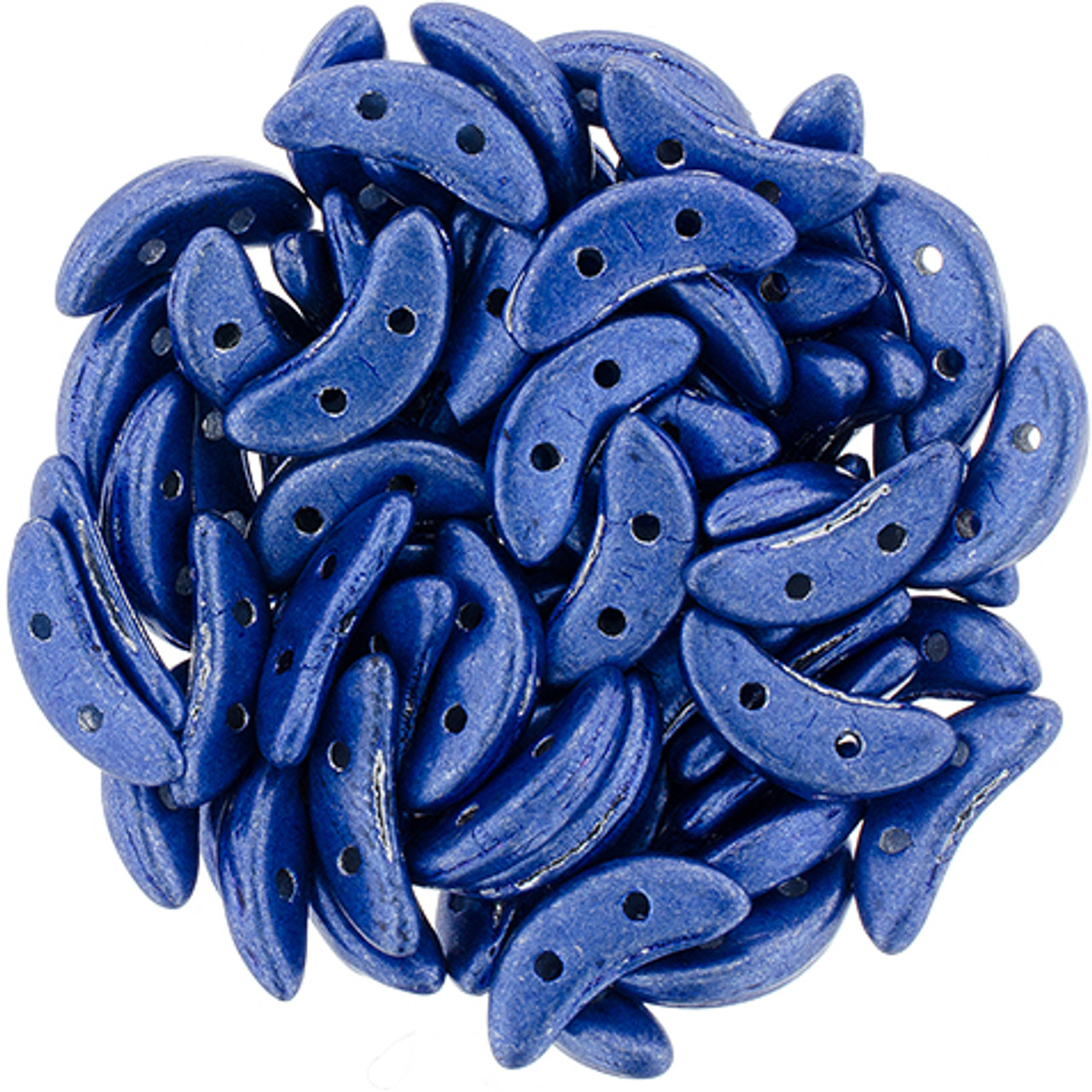 3x10mm Metallic Navy Peony Crescent Beads