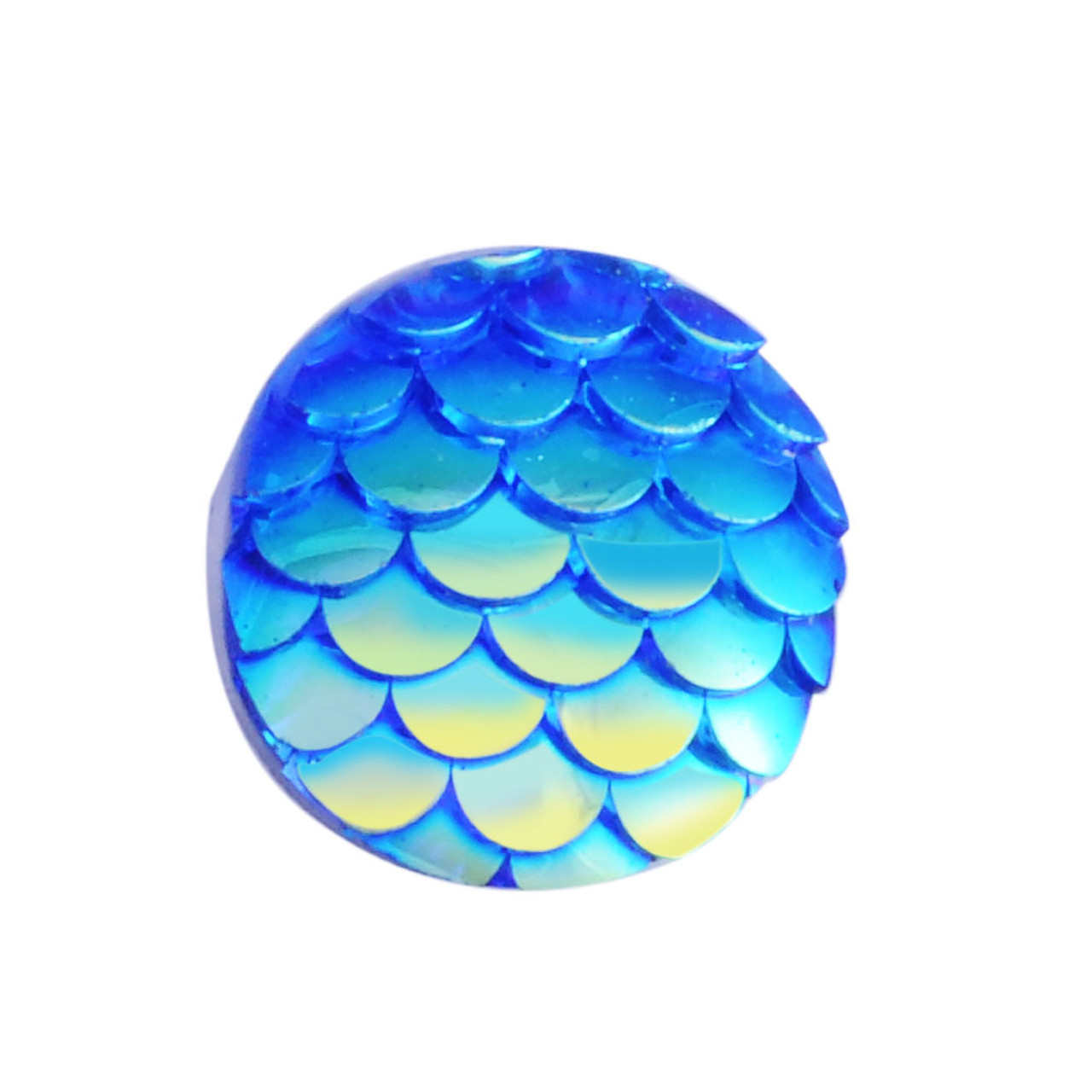 12x3mm Royal Blue Mermaid Scale Resin Cabochons (6pk)