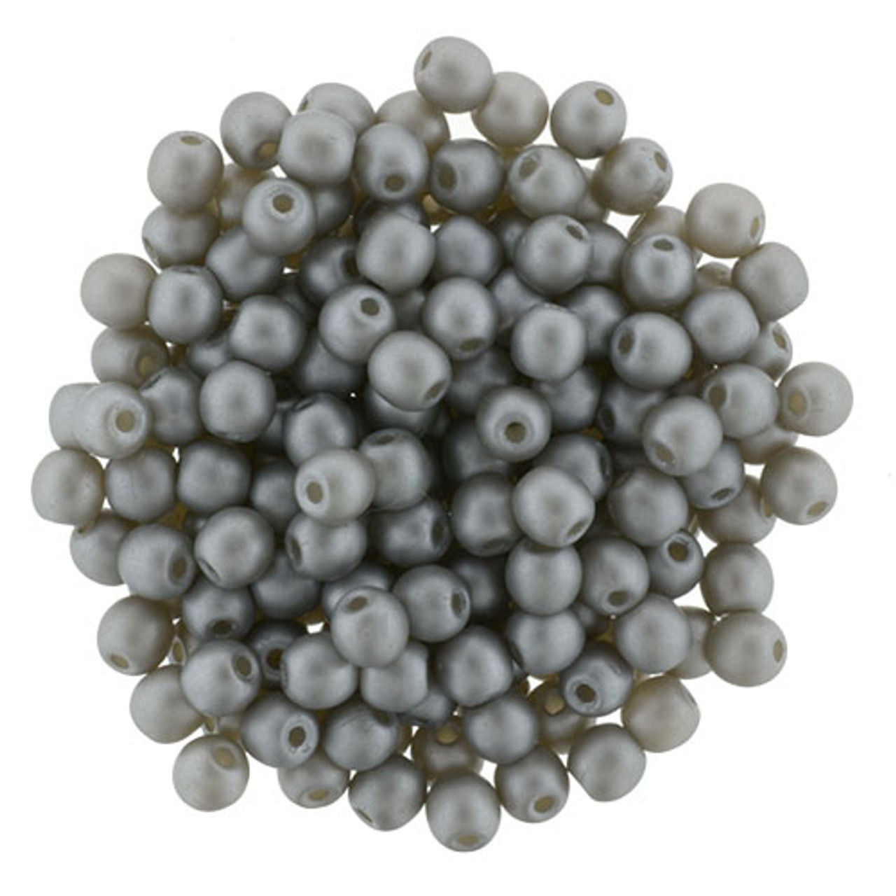 3mm Matte Silver Glass Pearls (100pk)