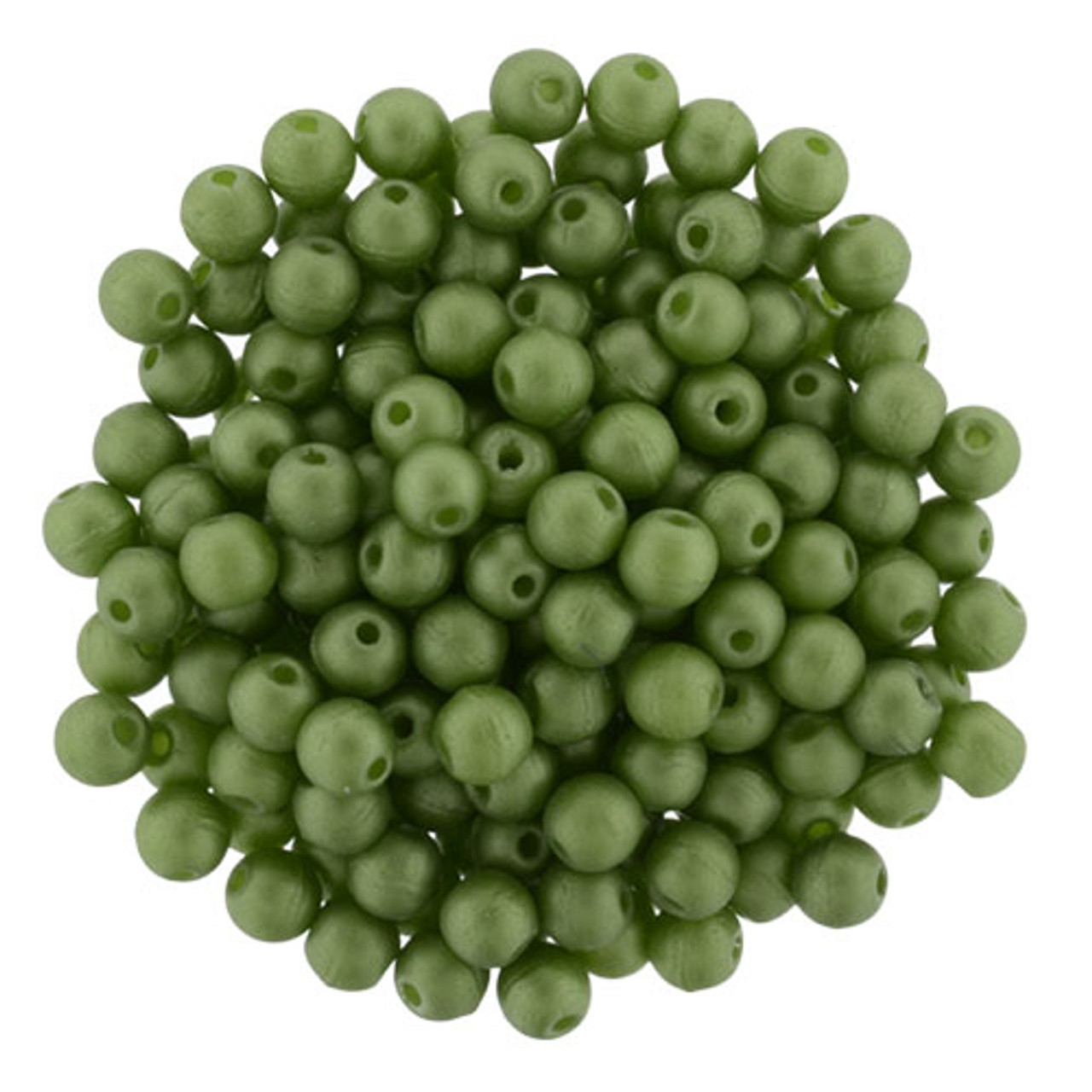 3mm Matte Olive Glass Pearls (100pk)