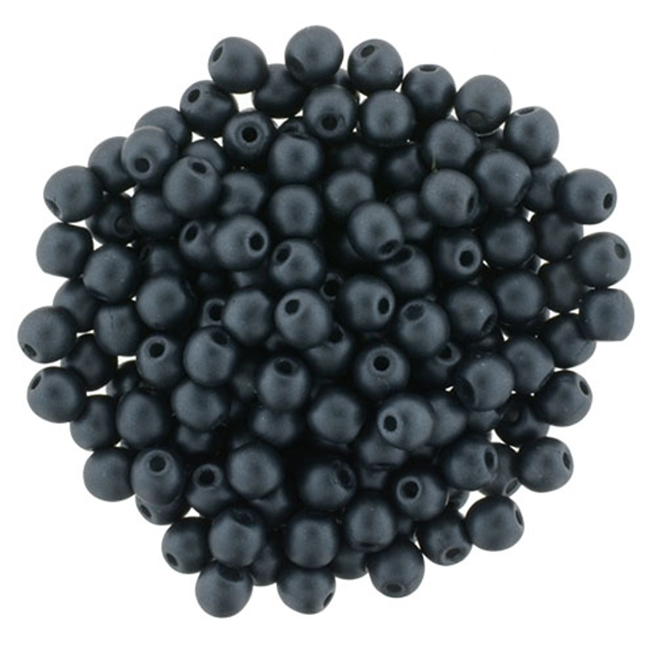 3mm Matte Charcoal Glass Pearls (100pk)