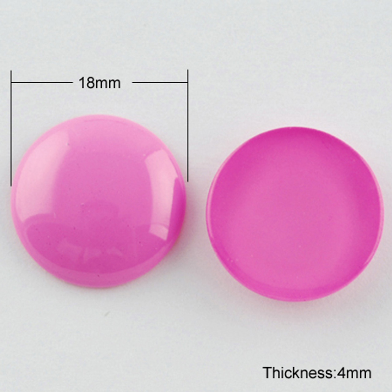 Painted Glass Cabochons, Half Round/Dome, Orchid, 18mm, 5mm(Range: 4.5~5.5mm) thick (6pk)