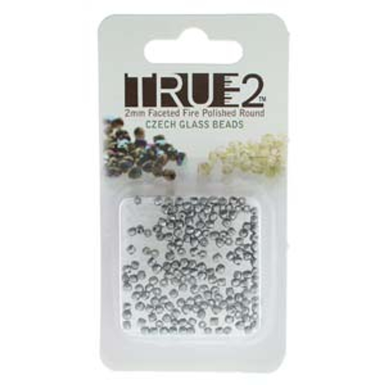 2mm Pastel Light Grey Tru2 Fire Polish Beads - Approx 2 Grams