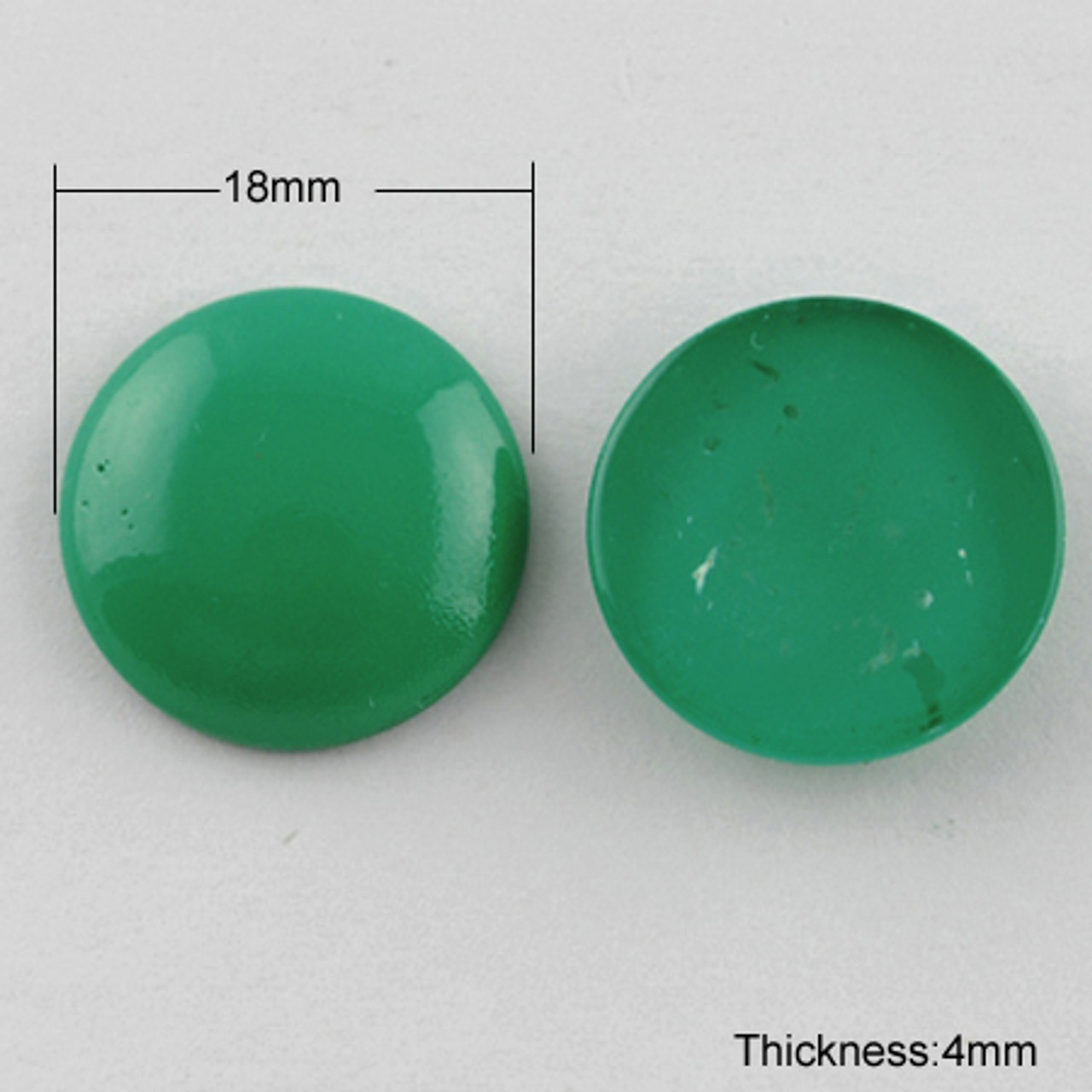 Painted Glass Cabochons, Half Round/Dome, Sea Green, 18mm, 5mm(Range: 4.5~5.5mm) thick (6pk)