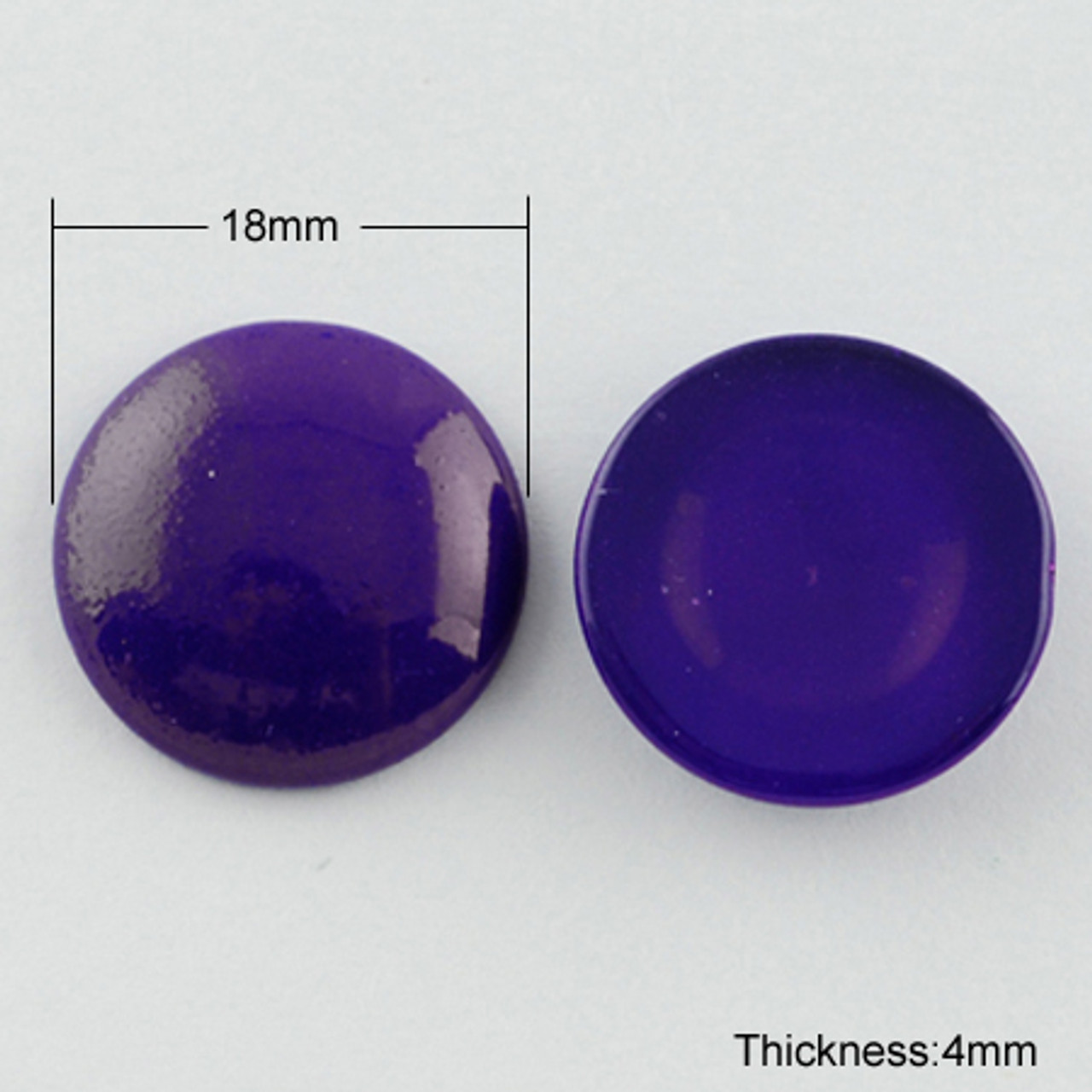 Painted Glass Cabochons, Half Round/Dome, Indigo, 18mm, 5mm(Range: 4.5~5.5mm) thick (6pk)