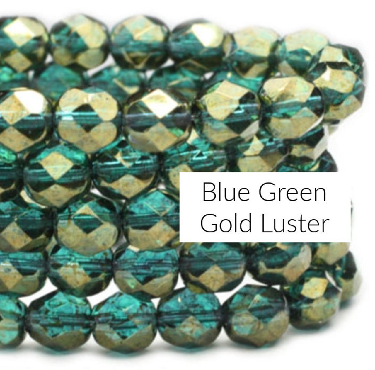 6mm Blue Green Gold Luster Fire Polish Beads - 25 Beads 6mm Blue Green Gold Luster Fire Polish Beads - 25 Beads