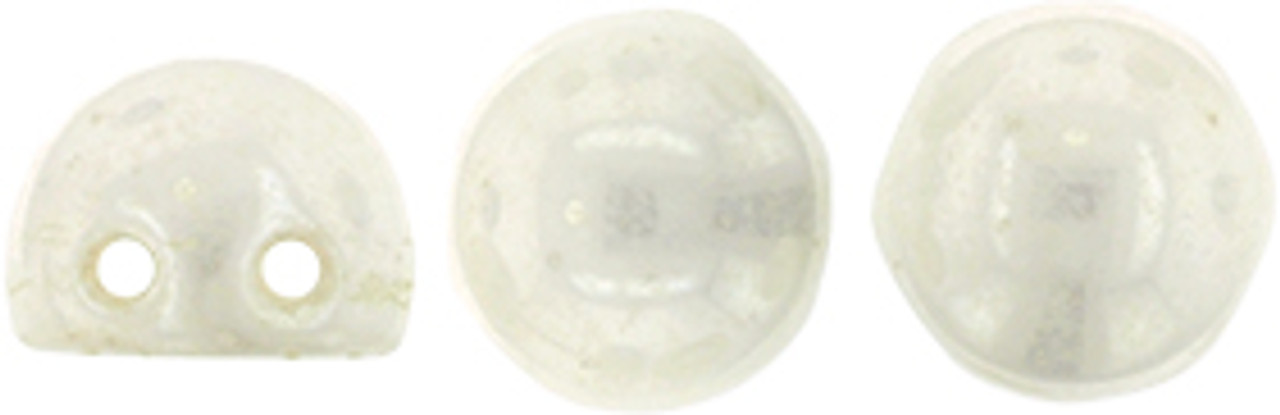 Luster Opaque White Czechmate Two Hole Cabochon (20pk) L0300