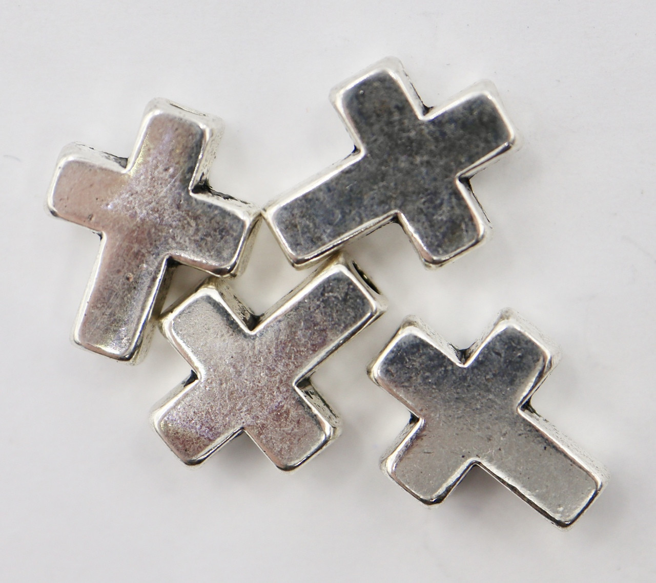 4pk 15x12mm Pewter Cross Beads