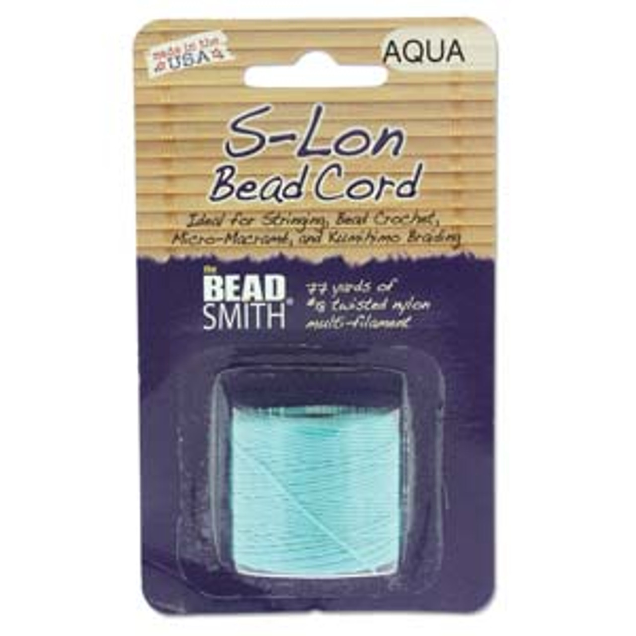 S-LON BEAD CORD TEX 210 1/CD AQUA-Approx 77 Yards