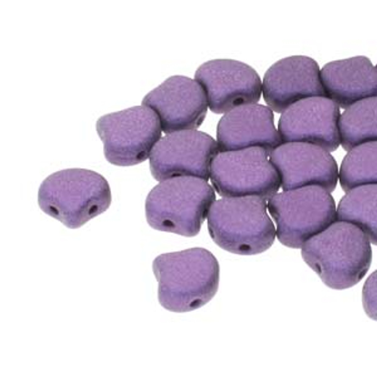 7.5x7.5mm Metallic Suede Purple Two Hole Ginko Beads (8 Grams) Approx 30-35 Beads