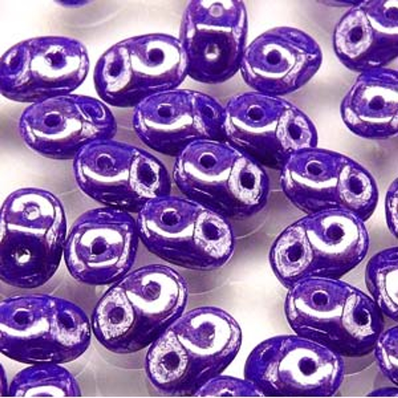 2.5x5mm Opaque Blue White Luster Super Duo Beads - 8 Grams DU0533050-14400